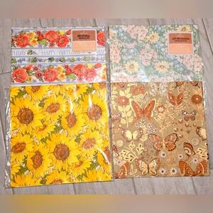 Vintage Wrapping Paper Lot of 4 Gift Wrap Hallmark 8 Sheets 70s All Occasions